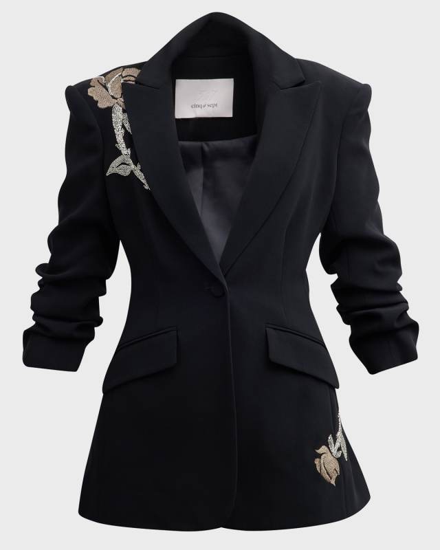 Eva Rose-Embellished Crepe Blazer